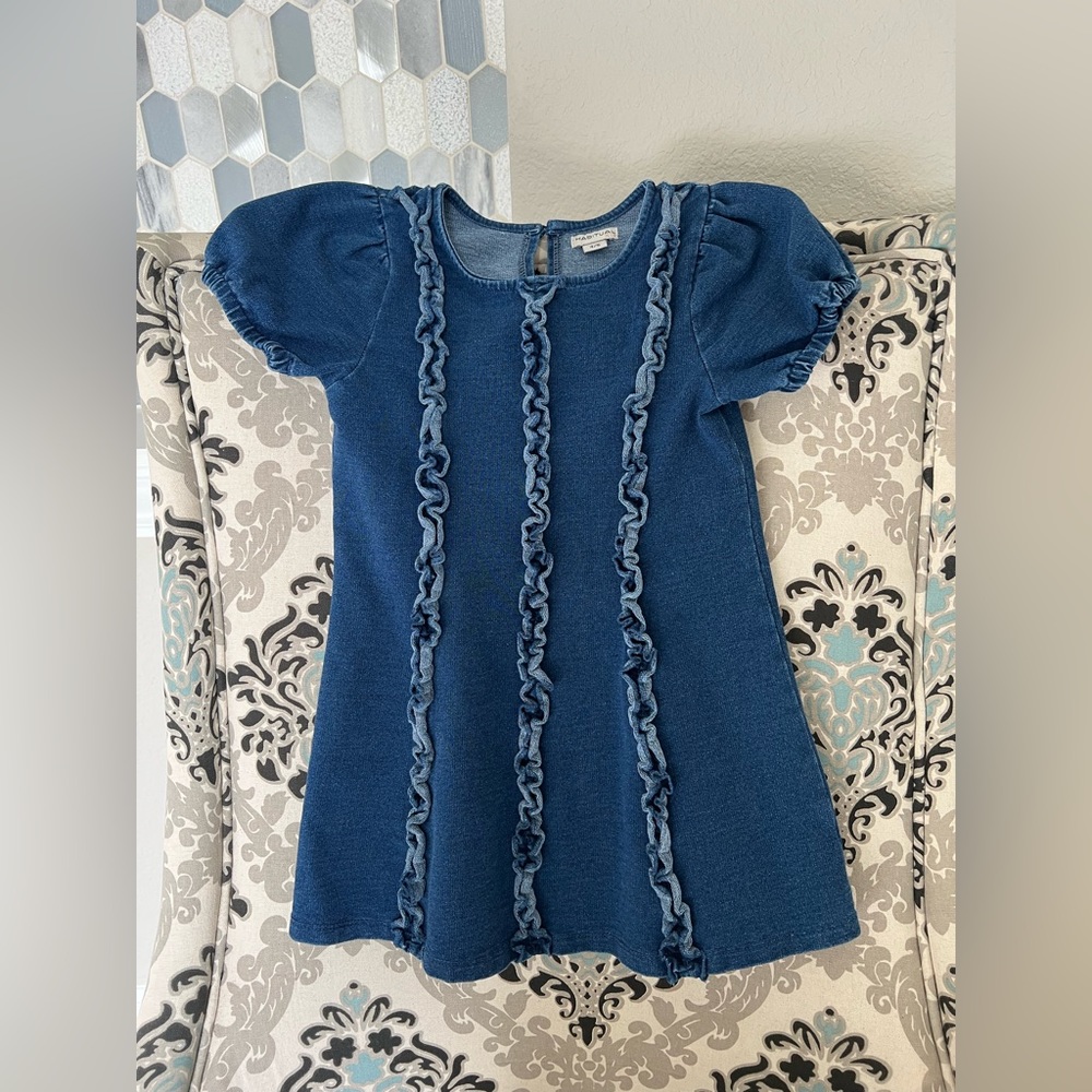 Ruffle A-line Denim dress